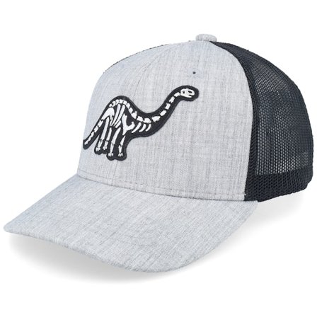 Kiddo Cap - Kids Brachiosaurus Skeleton Heather Grey/Black Trucker Grey Cap - @ Hatstore