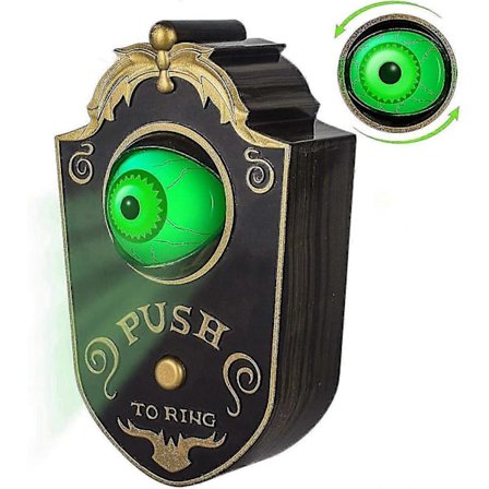 Halloween Dekoration, Halloween Dørklokke, Hjemsøgt Dørklokke Animeret Øjeæble - Halloween Dekor Med Uhyggelige Lyde, Slik Eller Syre Begivenhed For 