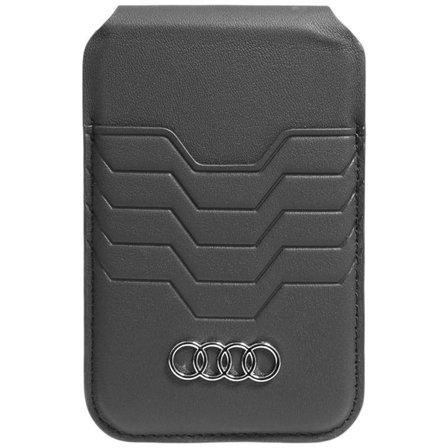 Audi Leather Wallet Card MagSafe magnetisk med stativ - svart