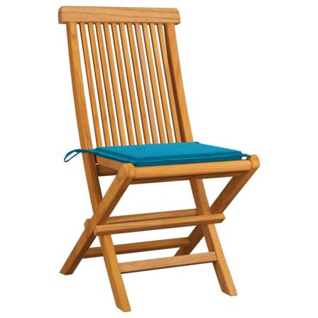 Vidaxl Trädgårdsstolar Med Blåa Dynor 8 St Massiv Teak Blå