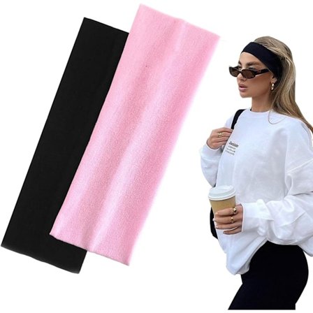 Svart Hårbøyle, Unisex, Yedtreg 2-pakning Mote Hårbøyler (Svart/Rosa)