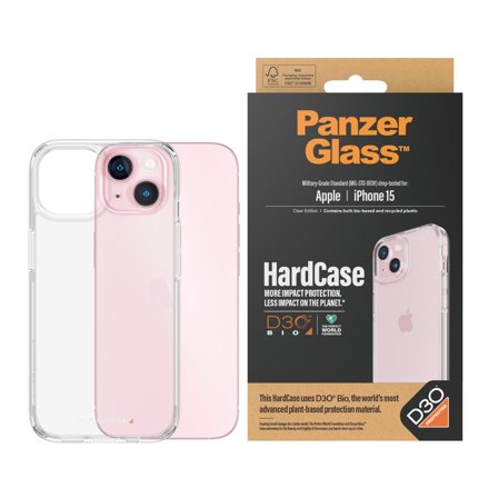 Panzer Transparent w. D3O iPhone 15 HardCase PanzerGlass - High quality tempered glass screen protector