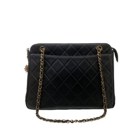 Chanel Vintage, Pre-Owned Leather Shoulder Bag Zwart, Dames, Maat:ONE Size,leer
