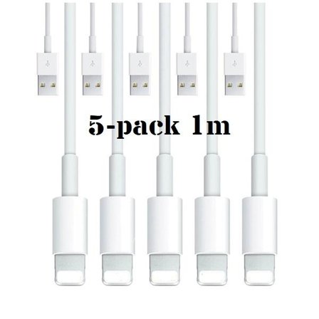 5-pakning - Ladekabel Lightning iPhone - Lader