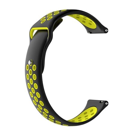 Fossil Q MARSHAL Gen2 / Huami Amazfit Watch 2/1 klockarmband silikon värmeavledande dubbelfärgad urholkad design - Svart och gul