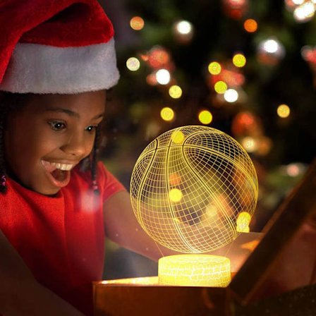 Basketball 3D Lampe Nattlys med Fjernkontroll og Berøringskontroll, M