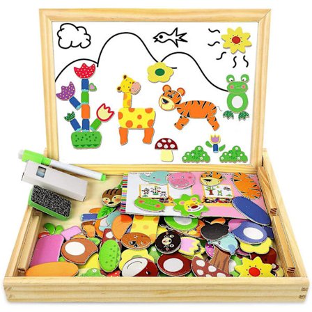 Puiset magneettiset pulmapelit, 100+ kpl kaksipuolinen palapeli, eläinkuviointi, maalausteline -taulutaulu