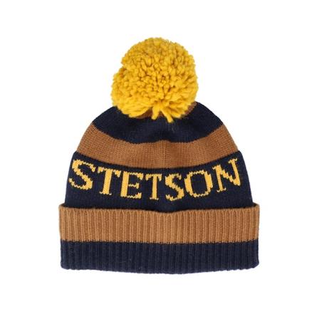 Stetson - Ble pom Beanie - Beanie 26 Navy/Brown Pom @ Hatstore