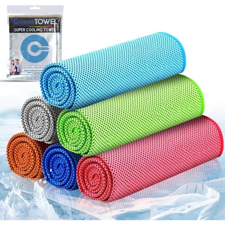 [6-pakning] Kjølehåndkle, Ishåndkle for sport, Kjølehåndklær for nakke, Mykt og pustende håndkle for golf, treningsstudio, løping, camping, fitness-