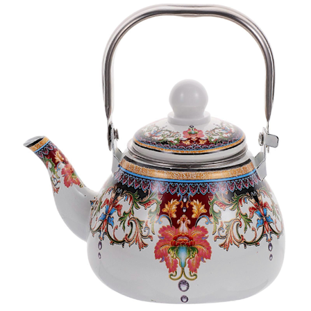 Emaljerad tekanna vintage vattenkokare kastrull gasspis emalj tekanna för hemkontor med sil