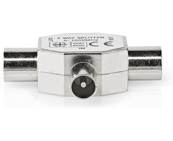 Nedis-Coax Adapter Coax Hane - 2x Coax Hona Silver-Koaksialsplitter for tilkobling av to bokser-Video accessories and cables-Antennekabler