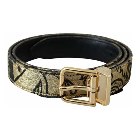 Dolce & Gabbana Jacquard Tone Buckle Bælte Gul, Dame Bælter