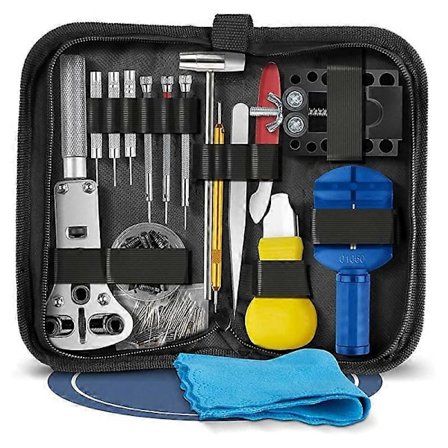 Premium Ur Værktøj - 148 Dele Urmager Værktøjssæt - med Uråbner til Batteri & Forseglingsskift - C