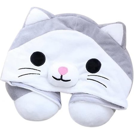 Söt tecknad djur 2 i 1 U-formad nackkudde med söt onesie tecknad C