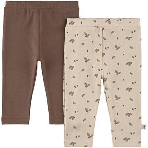 Buddy & Hope 2-Pack Acorn/Chocolate GOTS Baby Leggings 74/80 cm - Bottoms - 74/80 cm - Brown