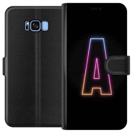Yhteensopiva Lompakkokotelo Samsung Samsung Galaxy S8 Minimalistinen neonkirjain A sateenkaarenvärisessä valossa mustaa taustaa vasten modernissa ty