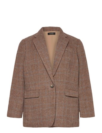 Lauren Women Glen Plaid Wool-Blend Twill Blazer - Brown - 48