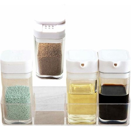 Krydderi beholder organizer - 4 stk. saltbøsse til køkken,