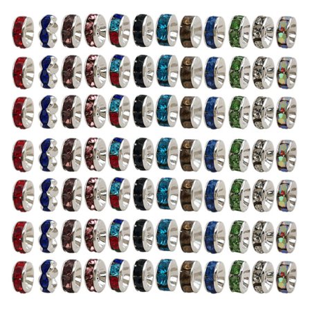 [Tilfældig stil] 100 smykketilbehør, diamantringe, perler, 8 mm