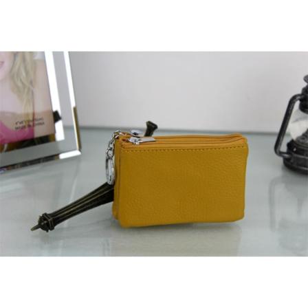 Kvinder pung møntpung Ægte læder Creative Dobbeltlags Cattlehide Card Bag Key Case Nylon taske Yellow