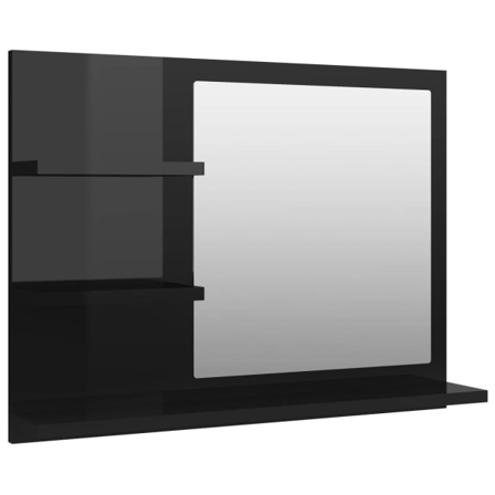Vidaxl Badrumsspegel Svart Högglans 60x10,5x45 Cm Spånskiva Svart