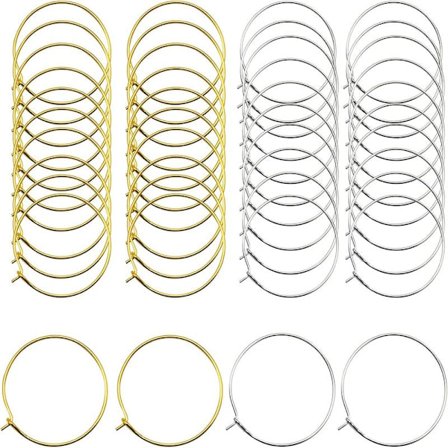 44 stk. vinglas charm ringe trådringe øreringe ringe til DIY smykker, vinglas markører (30mm)