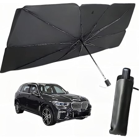 Parasoll solskjerm for bil - Sammenleggbar bil frontrute solskjerm varmeblokkering og solbeskyttelse bil interiør tilbehør enkel å oppbevare og bruke 