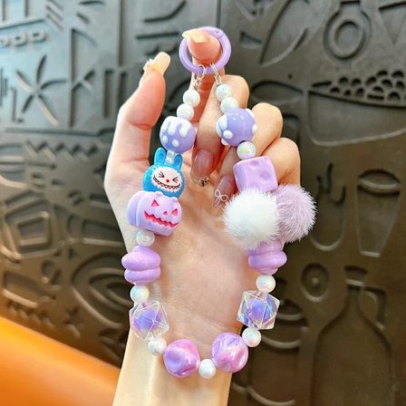 Ny Kawaii villapallon helmi puhelinketju tytöt sarjakuva avainnauha laukku viehätys lahja (FMY)