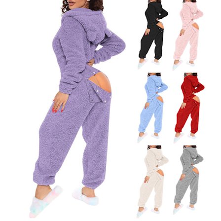 Onesies Pyjamas Lang Varmt Børstet Bodysuit