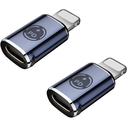 USB-C till Lightning-adapter, [2-pack] Typ C Hona till Lightning Hane Adapter, stödjer 27W PD, Typ C Laddning Stödjer Dataöverföring