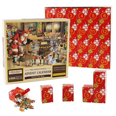 Skickas från Sverige Pussel adventskalender 2024, 1008 pusselbitar 24 dagars Toy Shop Jigsaw puzz