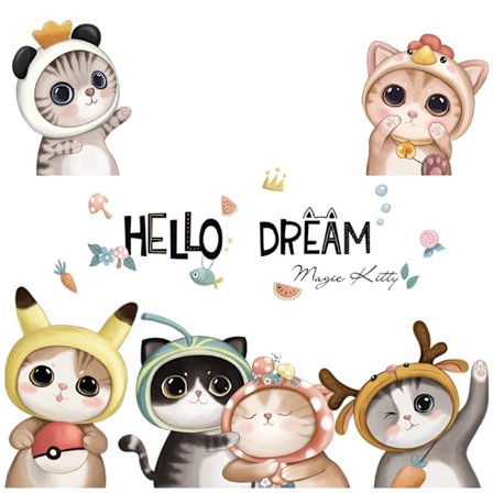 1PCS barneklistremerker, katter kattunger veggklistremerke, veggdekor f