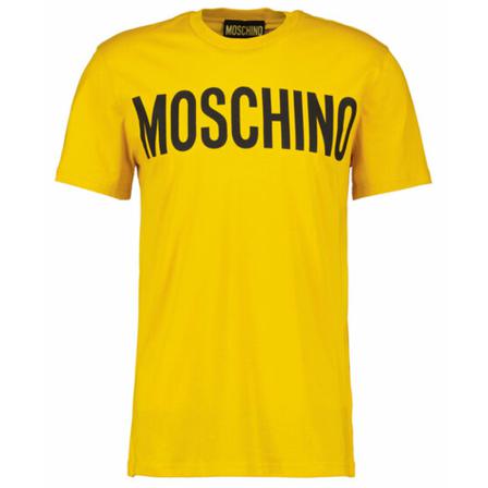 Moschino, Signature Tee Żółty, Mężczyzna, Rozmiar: S