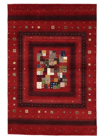 202X299 Tapis Gabbeh Loribaft Moderne Rouge Foncé/Noir (Laine, Inde) Carpetvista
