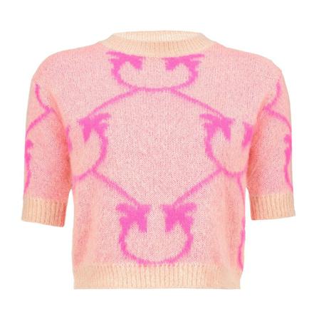Pinko Fushiki Mohair jacquard monogram shirt Pink, Dame Striktrøjer