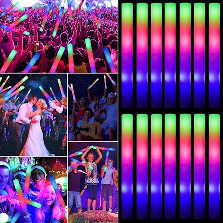 50 st LED Skum Glow Sticks Ljusstavar Glow Party Tillbehör 3 Lägen Blinkande 50 st