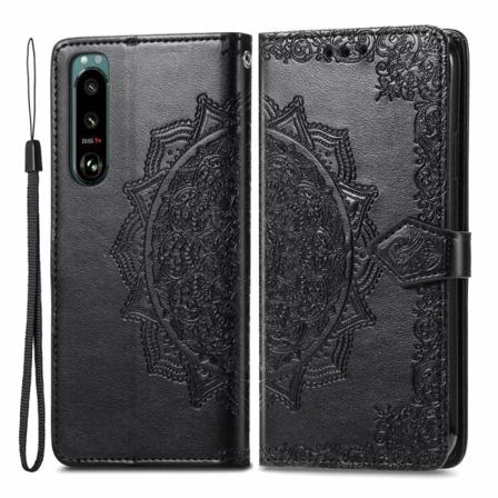 Sony Xperia 5 Iii Fodral Läder Mandala Flower Svart