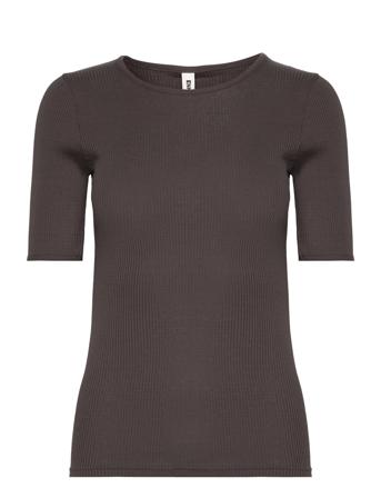 Eswalmue Ss Tshirt Solid F Brown Enkel Studio