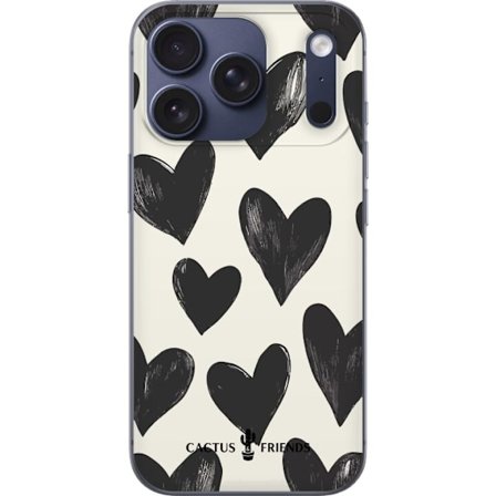Kompatibelt Mobildeksel til Apple Apple iPhone 17 Pro Cactus and Friends - Bold Black Love Pattern