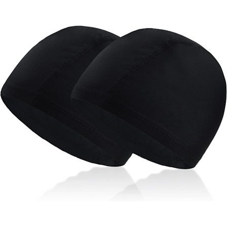 2 stk Svømmehette Svart Basseng Svømming for Voksen Myk Polyester