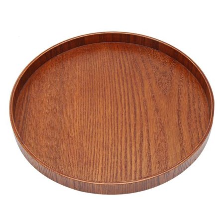 Pyöreä puinen tarjotin teelle ja kahville, tummanruskea, 27 cm x 2 cm