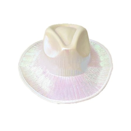 Rave Party Cowboyhatt, Pärlvit Cowboyhatt, Stor Brätte Westernhatt Vit