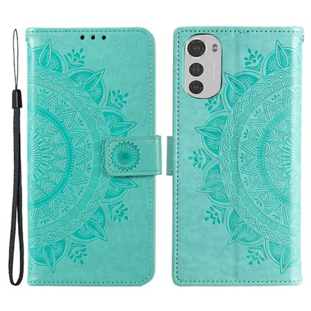 SKALO Motorola Moto E32/E32s Mandala lompakkokotelo - Turkoosi