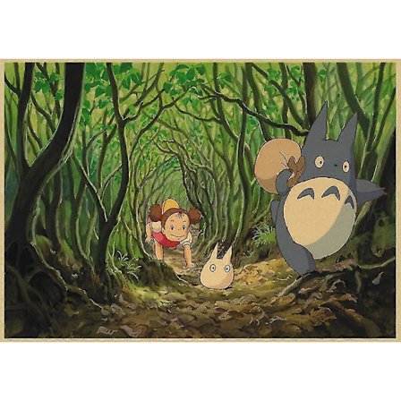 Vintage Retro Papir Anime Plakat - Tonari No Totoro Miyazaki - Vægdekoration - Vintage Hjemmeindretning - Børneværelsesdekoration