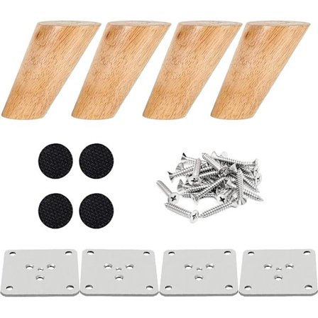 Drenky Set med 4 trämöbler Ben 12cm Snedställd soffbord Ben Kök Möbel Ben Valnöt Finish med installationstillbehör för fåtölj,