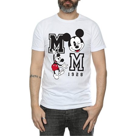 Disney Herr Mickey Mouse Jump & Wink Bomull T-shirt XXL Vit