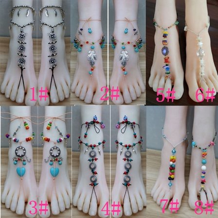 Nilkkaketju Nilkkarannekoru Barefoot Pearl Turquoise 2ST SET