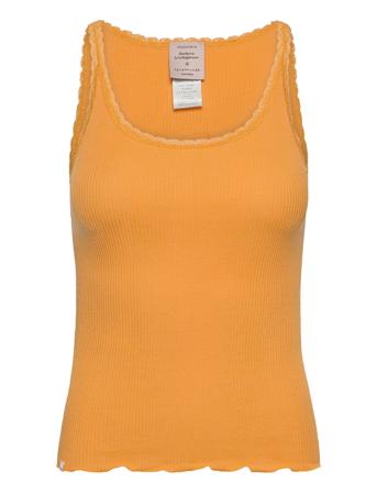 Cotton Top Regular W/ Lace Top Ærmeløs Top Orange Barbara Kristoffersen By Rosemunde