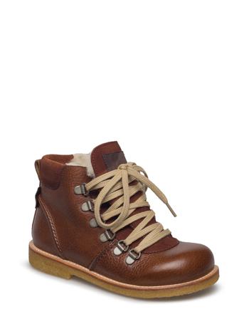 Boots - Flat - With Lace And Zip Nauhalliset Talvikengät Ruskea ANGULUS