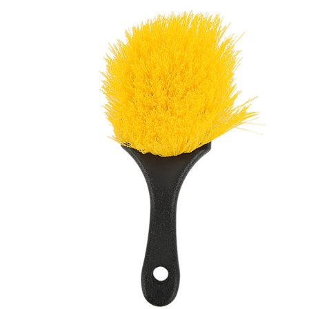 Ergonomisk Bilhjulsdækrensningsbørste til Indvendig og Udvendig Rengøring - Universal til Lastbil, Trailer, Autocamper, Campingvogne - Gul